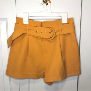 Forever 21 Yellow High Waisted Shorts with Belt